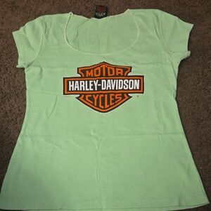 Harley-Davidson Women's Light Green Tee with Logo